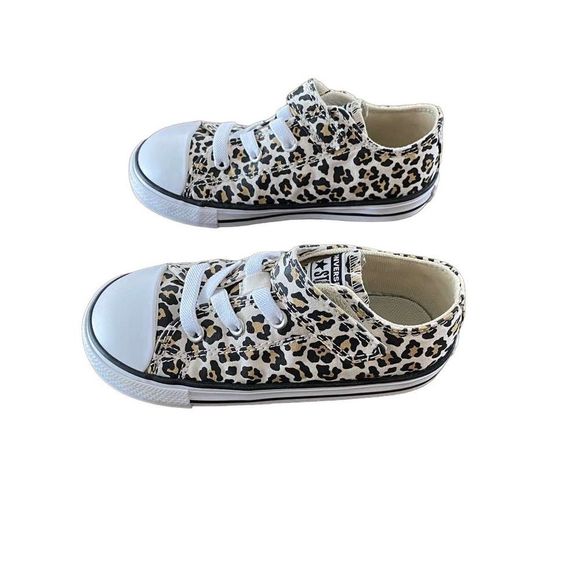 Converse All Star Brown Black Leopard Print Girls Shoes Size 9 - Picture 4 of 9